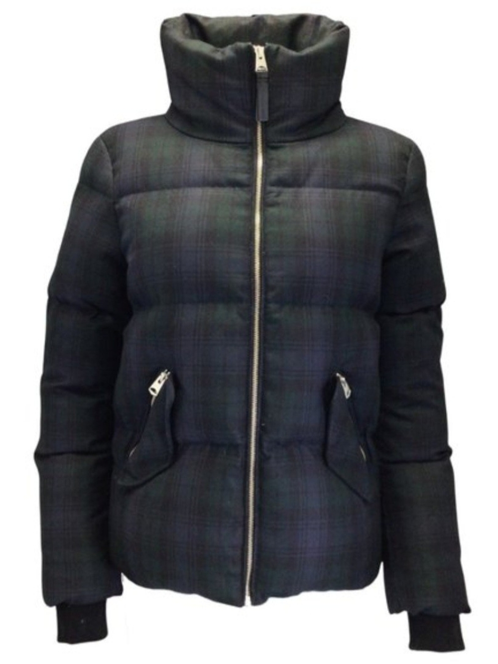 Mackage Plaid Down Jacket Green Blue Size Large $1320 Msrp